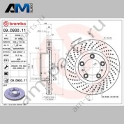 Передний левый тормозной диск 330х28 (BREMBO) 09.D930.11 для Porsche Boxster 2012-2016 III (981)