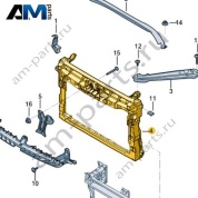 Передняя несущая панель с креплением для радиатора ОЖ и электрического вентилятора Volkswagen Jetta VII 2020-2024 17A805588D