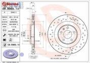 Задние перфорированные тормозные диски BREMBO 09.B969.1X для Audi A4 (B8) 2012-2014