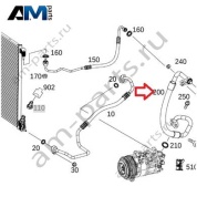 Трубка кондиционера от компрессора к теплообменнику Mercedes W205 AMG C63 (M177) A2058309700