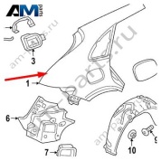 Заднее правое крыло Porsche Macan (2014-2018) 95B809030YGRV