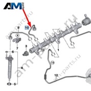 Топливопровод от форсунки 1/2/4 на рампу BMW 7 серия (G11/G12 LCI) 2019-2022 730d (B57P) 13538599221