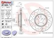 Передние перфорированные тормозные диски BREMBO 09.A820.1X Audi A4 (B8) 2008-2012