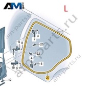 Уплотнитель задней левой двери на кузове 5HG867913A для Volkswagen Golf 8 2019-2026