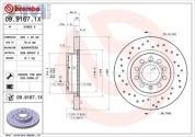 Передние перфорированные тормозные диски BREMBO 09.9167.1X на Audi A3 (8P) 2003-2012