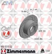 Задние перфорированные тормозные диски ZIMMERMANN 100.1217.52 на Skoda 3U (2001-2008)