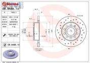 Задние перфорированные тормозные диски BREMBO 08.9488.1X  Skoda 3T (2008-2015)