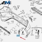Кронштейн бампера задний левый A1768850556 на Mercedes A-class W176