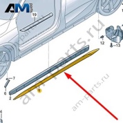 Накладка порога пассажира 8YG85386016P для Audi A3 (8Y) 2020-2026
