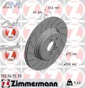 Перфорированный левый тормозной диск 370X24 (150.3475.70) ZIMMERMANN для BMW 5 Серии (E60) M5