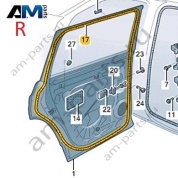 Уплотнитель задней правой двери VAG 3CC8397025AP Volkswagen 2021-2026