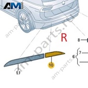 Катафот заднего бампера справа внутри 2GG945104 для Volkswagen Tharu 2018-2025