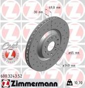 Передние перфорированные тормозные диски ZIMMERMANN 600.3243.52 на Audi A3 (8V) 2012-2020