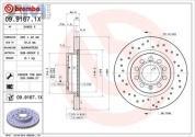Передние перфорированные тормозные диски BREMBO 09.9167.1X на Volkswagen Golf Plus (2005-2014)