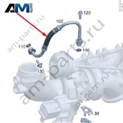 Приточный маслопровод турбины справа на Mercedes W166 GLE 450 (M276) A2760900477