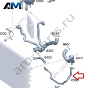 Шланг от основного радиатора к разъему слева на Mercedes W205 AMG C63 (M177) A2055010402