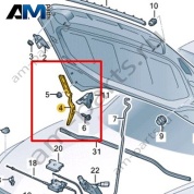 Петля капота правая Volkswagen T-Roc 2018-2024 2GA823302B