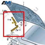 Петля капота правая Volkswagen T-Roc Cross 2019-2024 2GM823302