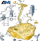 Топливный бак с зауженной заливной горловиной (22 мм) для неэтилированного топлива Volkswagen T-Roc Cabrio 2020-2024 2GC201060
