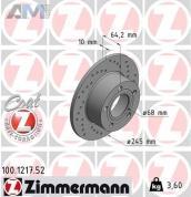Задние перфорированные тормозные диски ZIMMERMANN 100.1217.52 Audi A6 (С5) 1997-2004