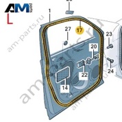 Уплотнитель задней левой двери VAG 3GJ8397015AP на Volkswagen 2025-2026