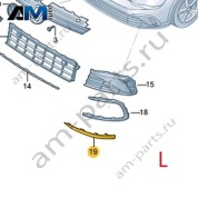 Молдинг левой решетки бампера 5HG805903041 на Volkswagen Golf 8 2019-2026
