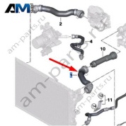 Шланг от радиатора слева сверху BMW 7 серия (G11/G12 LCI) 2019-2022 730d (B57P) 17128597748