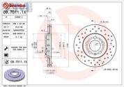Передние перфорированные тормозные диски BREMBO 09.7011.1X на Volkswagen Polo Sedan (2015-2020)