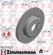 Перфорированные задние тормозные диски 345X24 (150.2920.20) ZIMMERMANN на BMW 3 Серии F30 рестайлинг M (325-340)