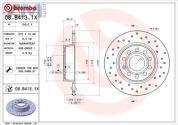 Задние перфорированные тормозные диски BREMBO 08.B413.1X для Audi A1 (8X) 2011-2018