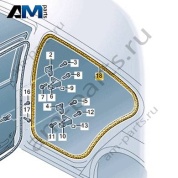 Уплотнитель задней левой двери на кузове VAG 3V5867367C5AP Skoda 2019-2026