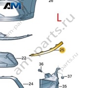 Накладка спойлера бампера слева 5H0805903A041 для Volkswagen Golf 8 2019-2026