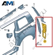 Панель крепления заднего фонаря Volkswagen id-Buzz 2023-2024 1T3813320A