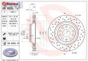 Задние перфорированные тормозные диски BREMBO 09.A200.1X Audi A3 (8V) 2012-2020