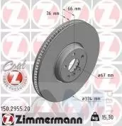Передний правый тормозной диск 374X36 (150.2955.20) ZIMMERMANN на BMW 7 Серии (G11) 740/750dX