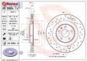 Задние перфорированные тормозные диски BREMBO 09.B969.1X Audi A4 (B8) 2008-2012