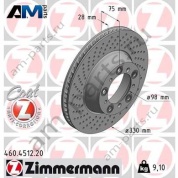 Задний левый тормозной диск 330х28 (ZIMMERMANN) 460.4512.20 для Porsche 911 Carrera (2015-2019)