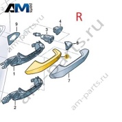 Накладка пассажирской ручки двери 8YG839240GRU на Audi A3 (8Y) 2020-2026