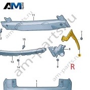 Направляющий профиль заднего бампера справа VAG 3CC807394 на Volkswagen 2021-2026