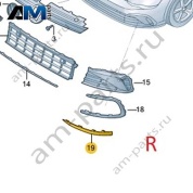 Молдинг правой решетки бампера 5HG805904041 для Volkswagen Golf 8 2019-2026
