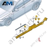 Накладка порога водителя 5H0853371B4PK на Volkswagen Golf 8 2019-2026