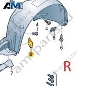 Замыкающая панель переднего подкрылка справа VAG 83G821146 на Audi 2018-2026