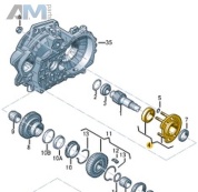 Стакан с коническим роликоподшипником VAG 02J311206B
