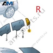 Стекло заднее правое неподвижное VAG 5ED845214G на Skoda 2019-2026