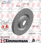 Передние перфорированные тормозные диски ZIMMERMANN 100.3301.52  Volkswagen Polo Classic (2010-2020)