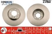 Передние тормозные диски 348X36 (DF6003S) TRW на BMW 5 Серии (E60) 535d