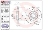 Передние перфорированные тормозные диски BREMBO 09.5745.2X Audi A6 (С5) 1997-2004