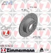 Задние перфорированные тормозные диски ZIMMERMANN 600.3234.52 для Audi A3 (8P) 2003-2012