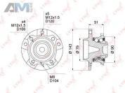 Ступица переднего колеса с подшипником WH1039 (LYNXauto) для автомобилей BMW