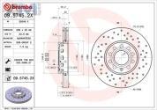 Передние перфорированные тормозные диски BREMBO 09.5745.2X на Audi A4 (B6) 2001-2005